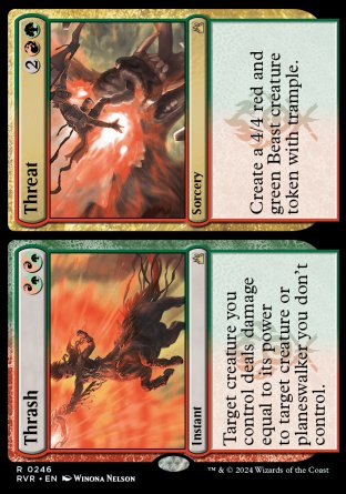 (246) Magic The Gathering Ravnica Remastered Single: Thrash // Threat  Holo Rare