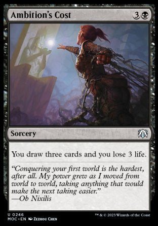 (246) Magic The Gathering Commander: March of the Machine Single: Ambition's Cost  Uncommon