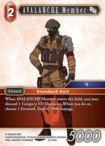 (003) Final Fantasy TCG Tears of the Planet Single: AVALANCHE Member (25-003) Holo Common