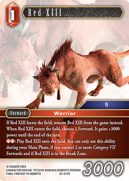 (017) Final Fantasy TCG Tears of the Planet Single: Red XIII (25-017) Holo Rare
