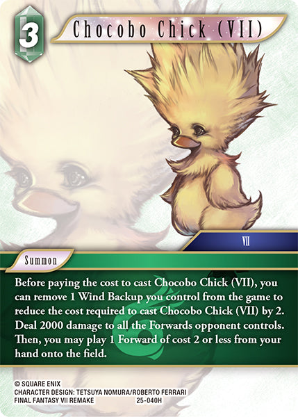 (040) Final Fantasy TCG Tears of the Planet Single: Chocobo Chick (VII) (25-040) Holo Hero