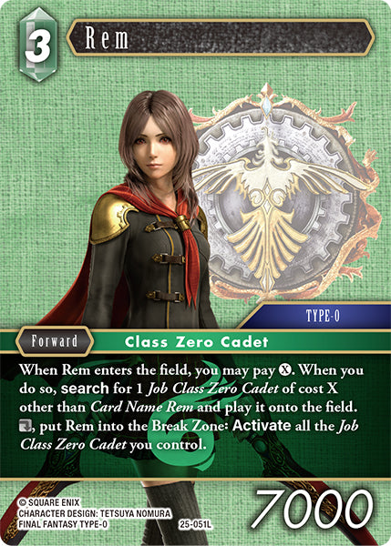 (051) Final Fantasy TCG Tears of the Planet Single: Rem (25-051)  Legend