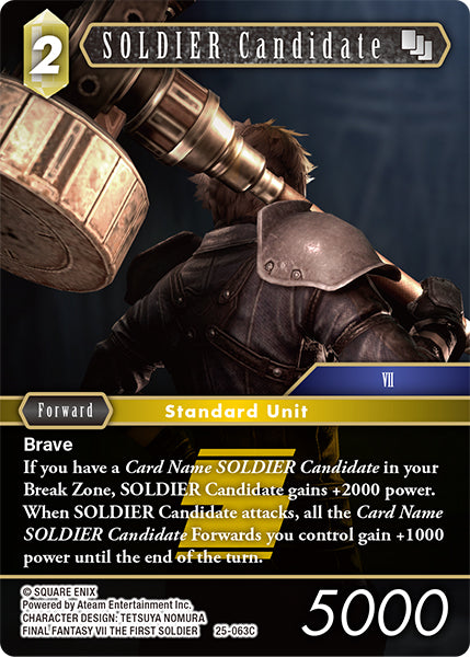(063) Final Fantasy TCG Tears of the Planet Single: SOLDIER Candidate (25-063) Holo Common