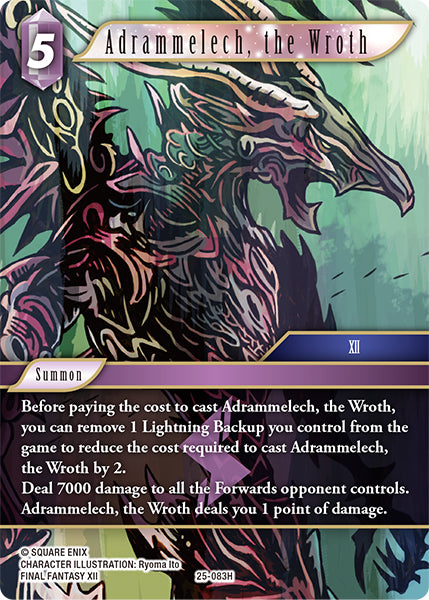 (083) Final Fantasy TCG Tears of the Planet Single: Adrammelech, the Wroth (25-083) (V.1) Holo Hero