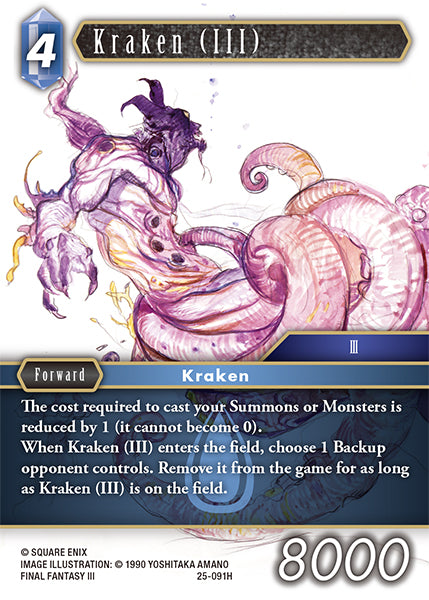 (091) Final Fantasy TCG Tears of the Planet Single: Kraken (III) (25-091) Holo Hero