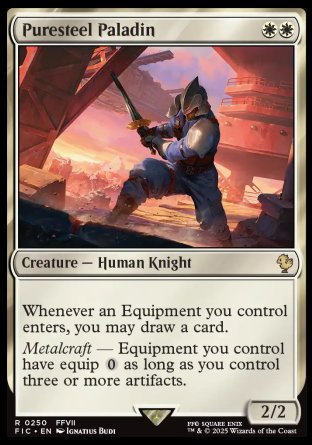 (250) Magic The Gathering Commander: Magic: The Gathering - FINAL FANTASY Single: Puresteel Paladin  Rare
