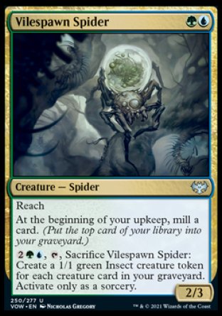 (250) Magic The Gathering Innistrad: Crimson Vow Single: Vilespawn Spider Holo Uncommon