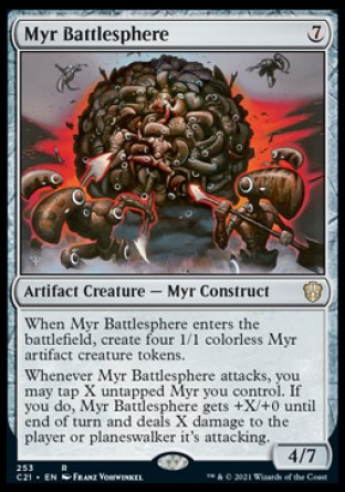 (253) Magic The Gathering Commander: Strixhaven Single: Myr Battlesphere  Rare