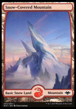(253/254) Magic The Gathering Modern Horizons Single: Snow-Covered Mountain Holo Land
