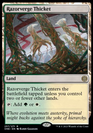 (257) Magic The Gathering Phyrexia: All Will Be One Single: Razorverge Thicket Holo Rare