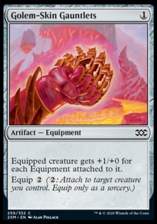 (259/332) Magic The Gathering Double Masters Single: Golem-Skin Gauntlets Holo Common