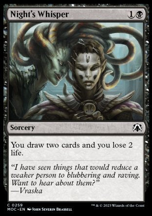 (259) Magic The Gathering Commander: March of the Machine Single: Night's Whisper  Common