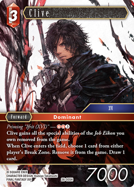 (005) Final Fantasy TCG Gunslinger in the Abyss Single: Clive (26-005) (V.1) Holo Hero