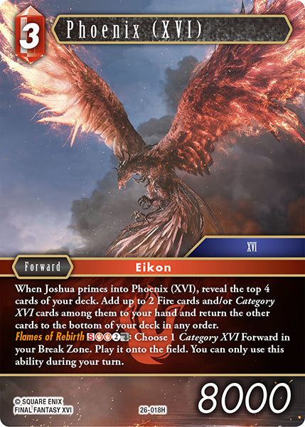 (018) Final Fantasy TCG Gunslinger in the Abyss Single: Phoenix (XVI) (26-018) Holo Hero