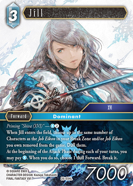 (034) Final Fantasy TCG Gunslinger in the Abyss Single: Jill (26-034) (V.1) Holo Legend