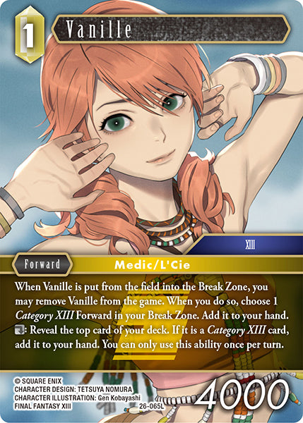 (065) Final Fantasy TCG Gunslinger in the Abyss Single: Vanille (26-065) (V.1) Holo Legend