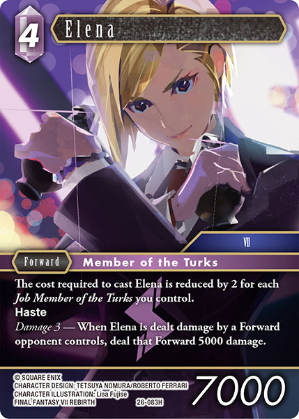 (083) Final Fantasy TCG Gunslinger in the Abyss Single: Elena (26-083) (V.1) Holo Hero