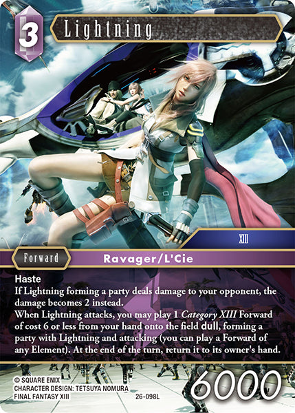 (098) Final Fantasy TCG Gunslinger in the Abyss Single: Lightning (26-098) (V.1) Holo Legend