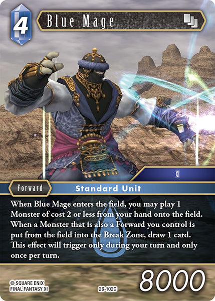 (102) Final Fantasy TCG Gunslinger in the Abyss Single: Blue Mage (26-102) Holo Common