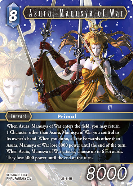 (114) Final Fantasy TCG Gunslinger in the Abyss Single: Asura, Manusya of War (26-114) Holo Hero