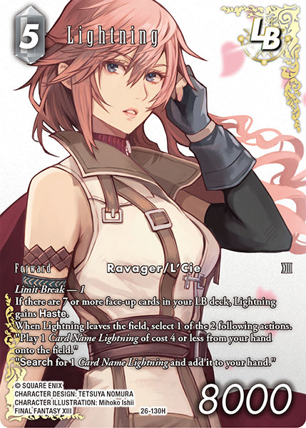 (130) Final Fantasy TCG Gunslinger in the Abyss Single: Lightning (26-130) (V.2) Holo Hero