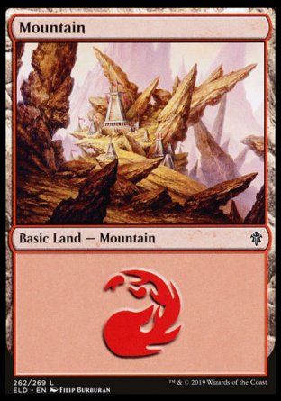 (262/269) Magic The Gathering Throne of Eldraine Single: Mountain (V.1) Holo Land