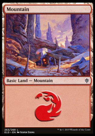 (263/269) Magic The Gathering Throne of Eldraine Single: Mountain (V.2) Holo Land