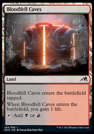 (264) Magic The Gathering Kamigawa: Neon Dynasty Single: Bloodfell Caves Holo Common
