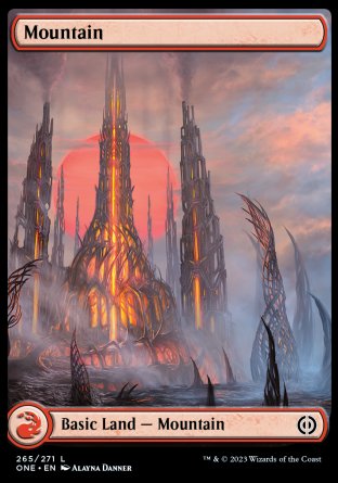 (265) Magic The Gathering Phyrexia: All Will Be One Single: Mountain (V.1) Holo Land