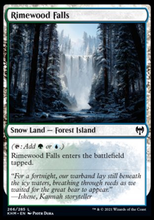 (266/285) Magic The Gathering Kaldheim Single: Rimewood Falls Holo Common