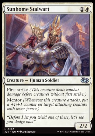 (266) Magic The Gathering Foundations Jumpstart Single: Sunhome Stalwart  Uncommon