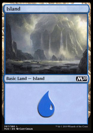 (267/280) Magic The Gathering Core 2020 Single: Island (V.3) Holo Land