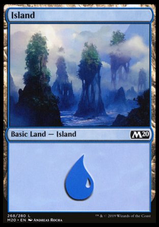 (268/280) Magic The Gathering Core 2020 Single: Island (V.4) Holo Land
