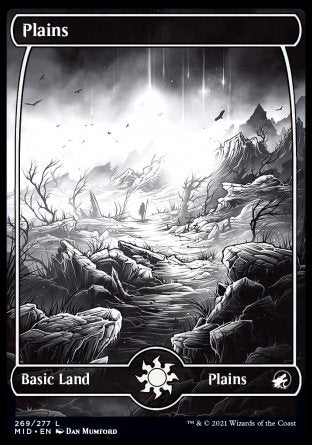 (269) Magic The Gathering Innistrad: Midnight Hunt Single: Plains (V.2) Holo Land