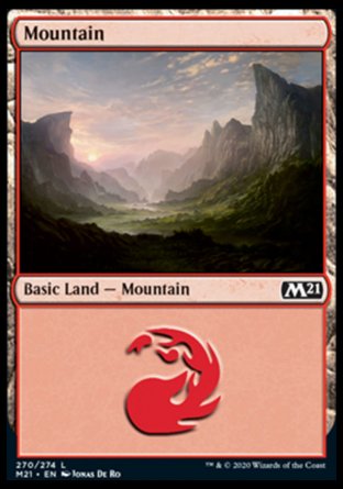 (270) Magic The Gathering Core 2021 Single: Mountain (V.2) Holo Land