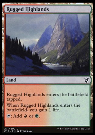 (271) Magic The Gathering Commander 2019 Single: Rugged Highlands  Common