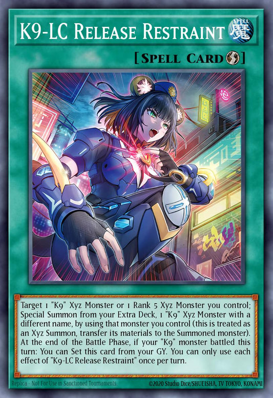 (038) YuGiOh TCG JUSH: Justice Hunters Single: K9-LC Release Restraint (V.2 - Super Rare)  Super Rare