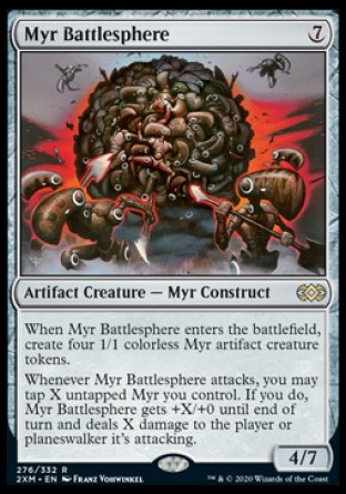 (276/332) Magic The Gathering Double Masters Single: Myr Battlesphere Holo Rare