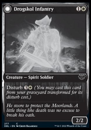 (277) Magic The Gathering Innistrad: Double Feature Single: Drogskol Infantry // Drogskol Armaments Holo Common