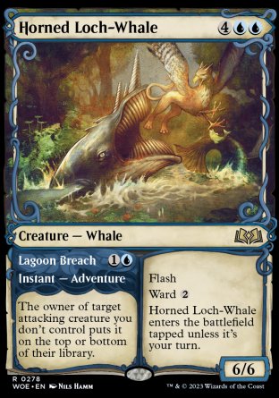 (278) Magic The Gathering Wilds of Eldraine: Extras Single: Horned Loch-Whale // Lagoon Breach Holo Rare