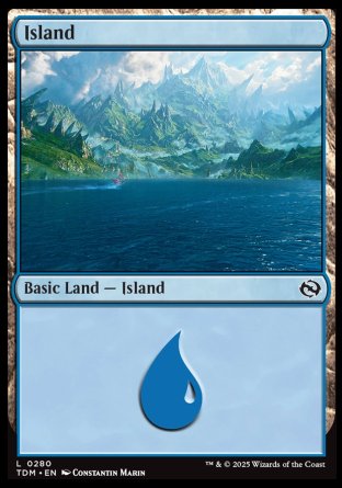 (280) Magic The Gathering Tarkir: Dragonstorm Single: Island (V.3) Holo Land