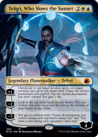 (280) Magic The Gathering Innistrad: Midnight Hunt: Extras Single: Teferi, Who Slows the Sunset Holo Mythic