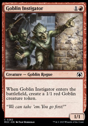 (282) Magic The Gathering Commander: March of the Machine Single: Goblin Instigator  Common