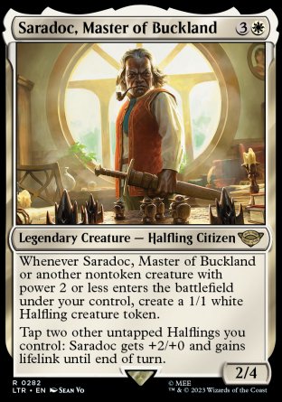 (282) Magic The Gathering The Lord of the Rings: Tales of Middle-earth: Extras Single: Saradoc, Master of Buckland (V.1)  Rare