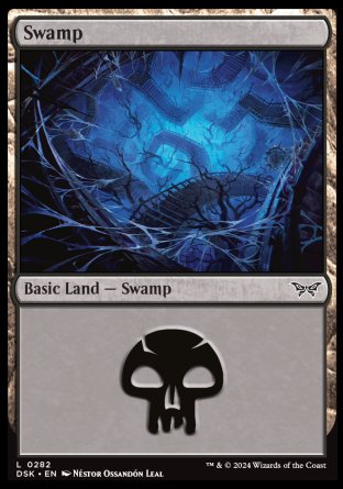 (282) Magic The Gathering Duskmourn: House of Horror Single: Swamp (V.2) Holo Land