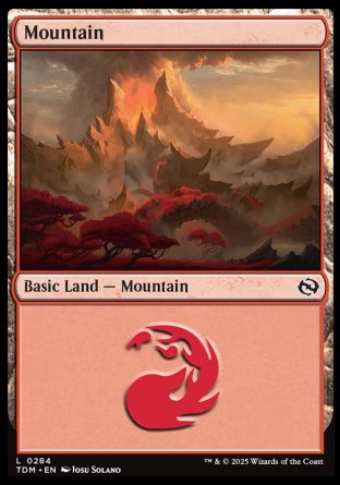 (284) Magic The Gathering Tarkir: Dragonstorm Single: Mountain (V.3) Holo Land