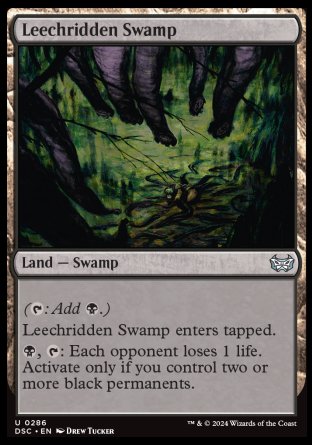 (286) Magic The Gathering Commander: Duskmourn: House of Horror Single: Leechridden Swamp  Uncommon
