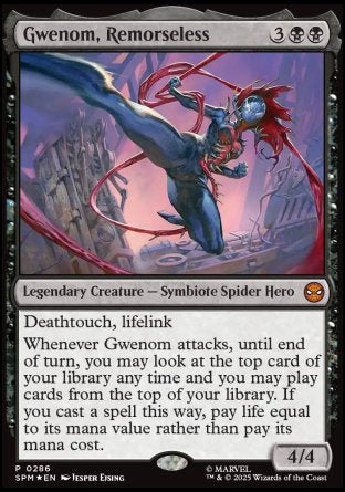 (286) Magic The Gathering Magic: The Gathering | Marvel's Spider-Man: Promos Single: Gwenom, Remorseless (V.2) Holo Mythic