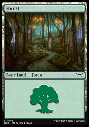 (286) Magic The Gathering Duskmourn: House of Horror Single: Forest (V.2) Holo Land