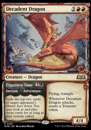 (287) Magic The Gathering Wilds of Eldraine: Extras Single: Decadent Dragon // Expensive Taste  Rare